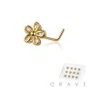 12PCS OF MULTI CZ FLOWER 316L SURGICAL STEEL L-SHAPE NOSE BOX